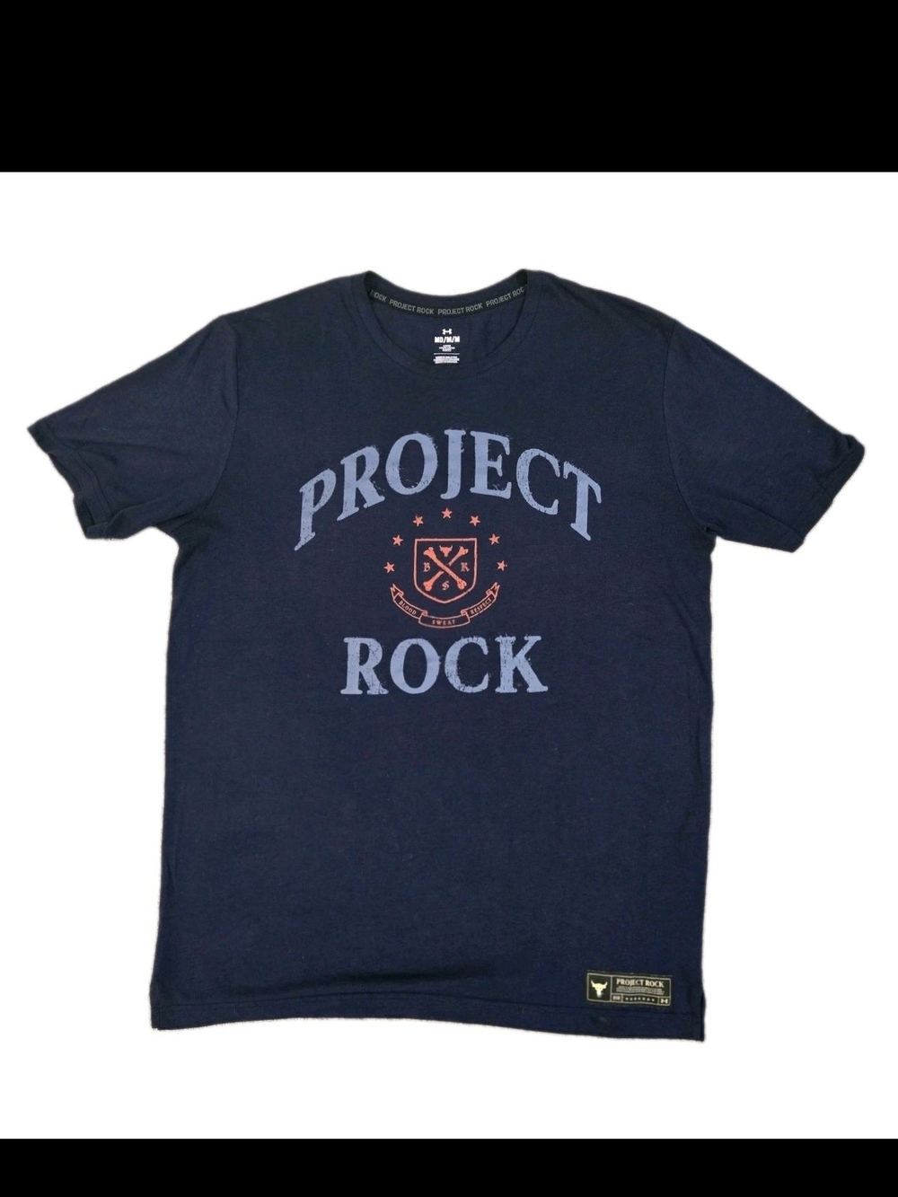 Under Armour Project Rock Navy Blue Graphic Tee M